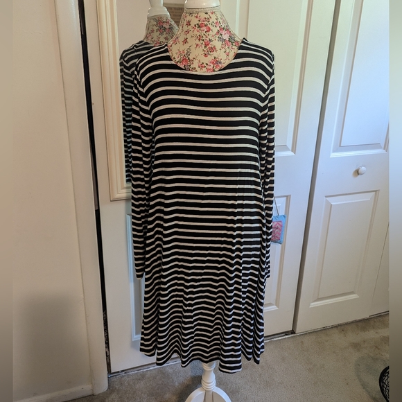 Old Navy Tunic Long Sleeve Striped Dress Medium - Picture 1 of 6